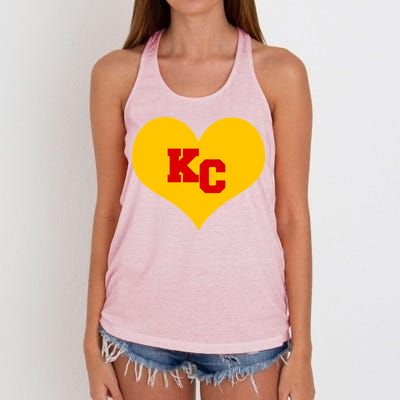 KC Football Heart Kansas City Fan Women's Knotted Racerback Tank