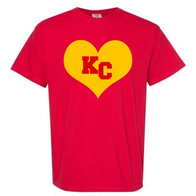 KC Football Heart Kansas City Fan Garment-Dyed Heavyweight T-Shirt