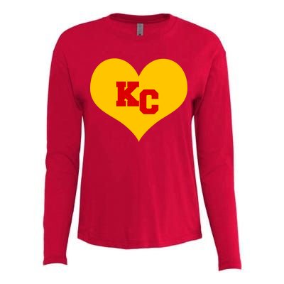 KC Football Heart Kansas City Fan Womens Cotton Relaxed Long Sleeve T-Shirt