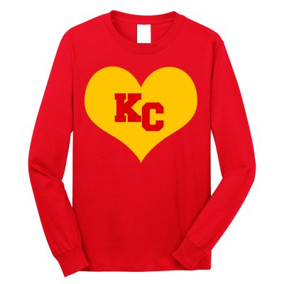 KC Football Heart Kansas City Fan Long Sleeve Shirt