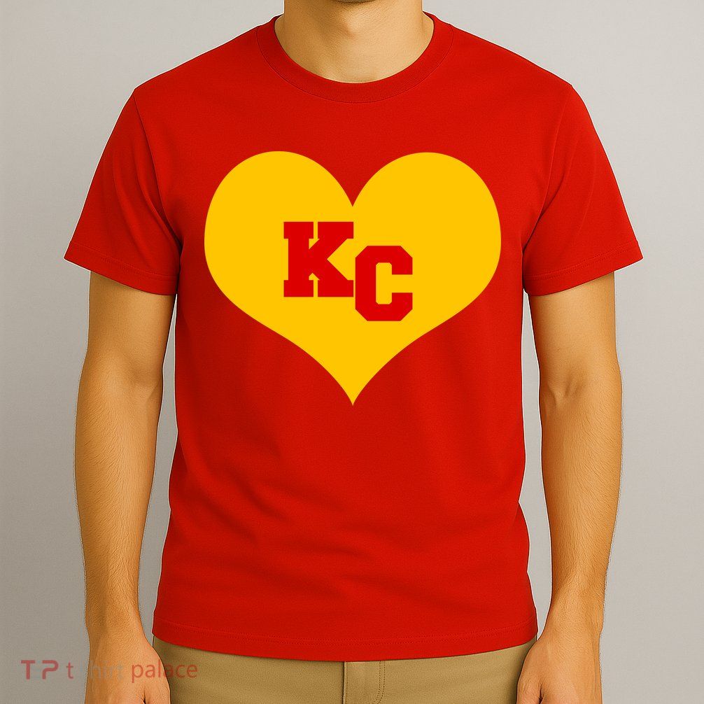 KC Football Heart Kansas City Fan T-Shirt