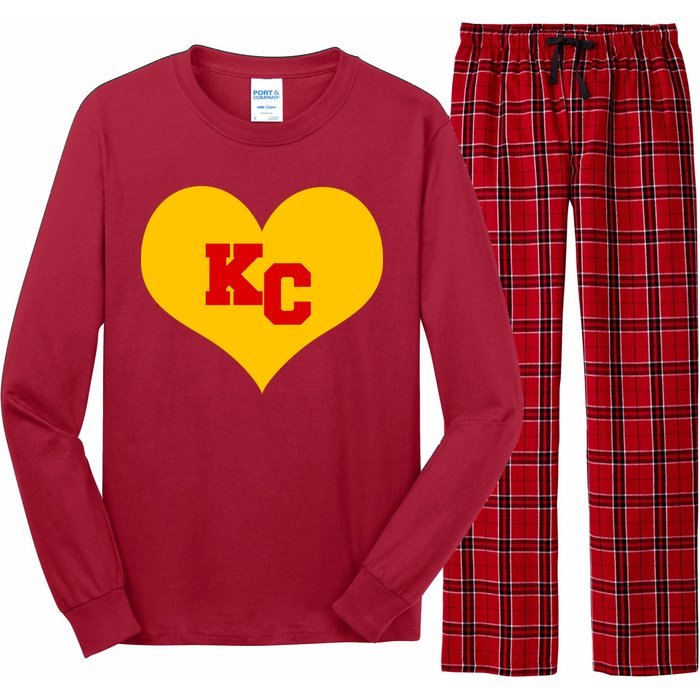 KC Football Heart Kansas City Fan Long Sleeve Pajama Set