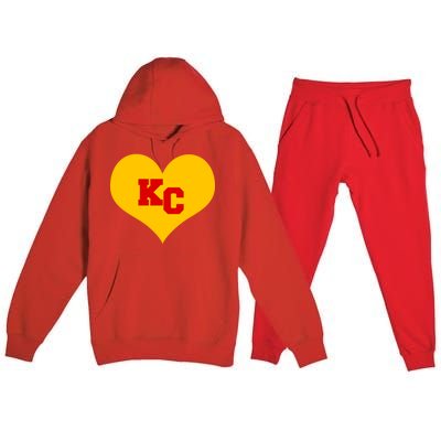 KC Football Heart Kansas City Fan Premium Hooded Sweatsuit Set