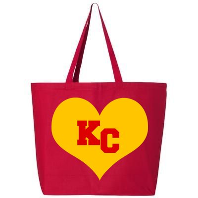 KC Football Heart Kansas City Fan 25L Jumbo Tote