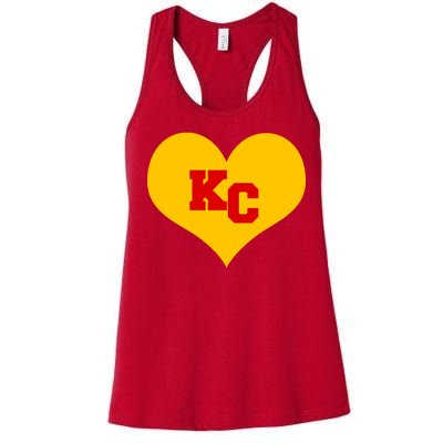 KC Football Heart Kansas City Fan Women's Racerback Tank