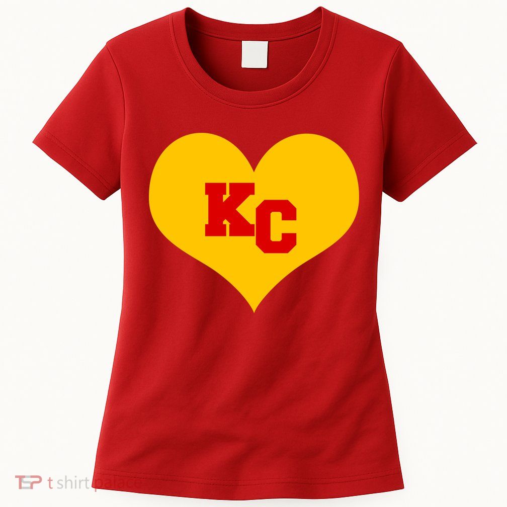 KC Football Heart Kansas City Fan Womens T-Shirt