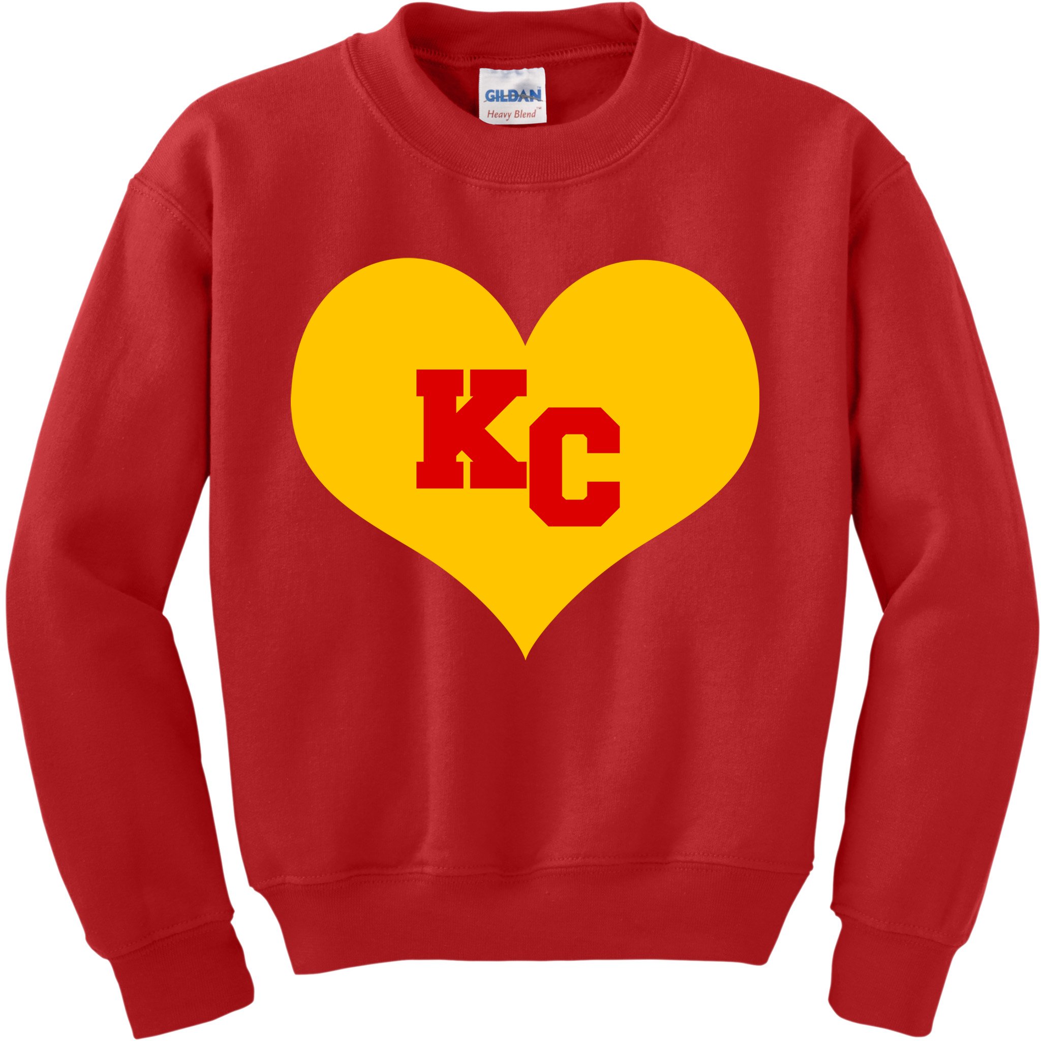 KC Football Heart Kansas City Fan Kids Sweatshirt