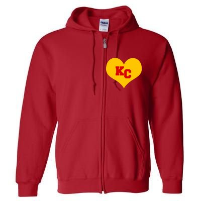 KC Football Heart Kansas City Fan Full Zip Hoodie