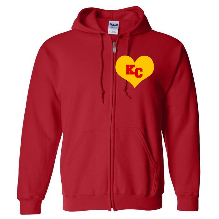 KC Football Heart Kansas City Fan Full Zip Hoodie