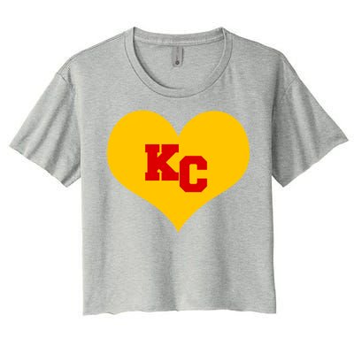 KC Football Heart Kansas City Fan Women's Crop Top Tee