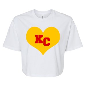 KC Football Heart Kansas City Fan Bella+Canvas Jersey Crop Tee