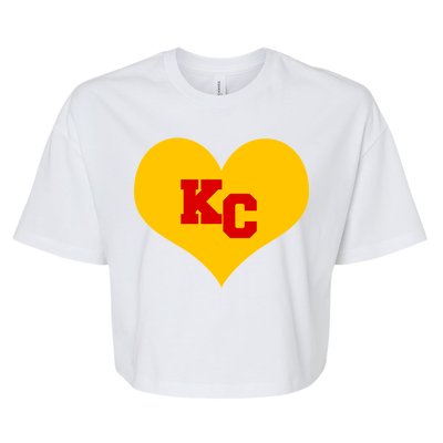 KC Football Heart Kansas City Fan Bella+Canvas Jersey Crop Tee