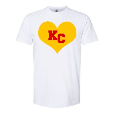 KC Football Heart Kansas City Fan Softstyle CVC T-Shirt