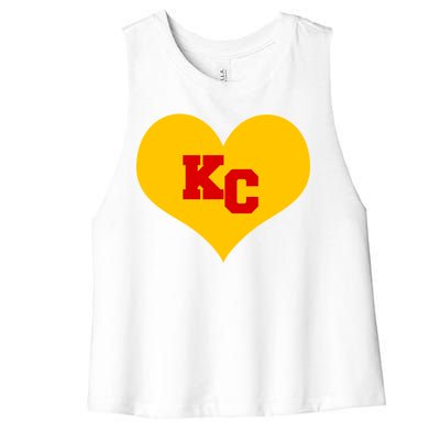 KC Football Heart Kansas City Fan Women's Racerback Cropped Tank