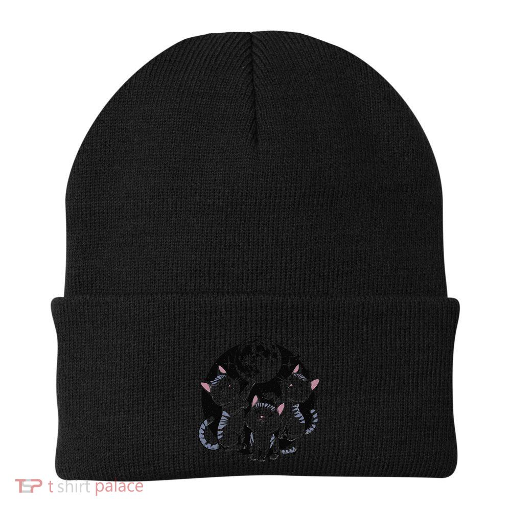 Kawaii Cat 3 Kitten Howling At Moon Cat Boy Knit Cap Winter Beanie