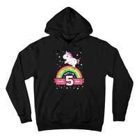 K.i.d.s Cute 5th Birthday Girl Pink Unicorn Rainbow 5 Year Hoodie