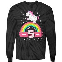 K.i.d.s Cute 5th Birthday Girl Pink Unicorn Rainbow 5 Year Tie-Dye Long Sleeve Shirt