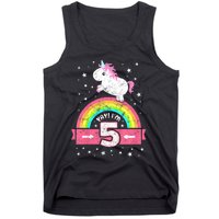 K.i.d.s Cute 5th Birthday Girl Pink Unicorn Rainbow 5 Year Tank Top