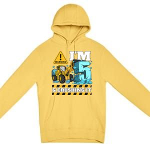 Kids Construction 5th Birthday Boy 5 Bulldozer Digger Truck Cool Gift Premium Pullover Hoodie