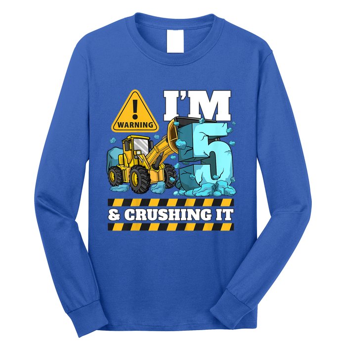 Kids Construction 5th Birthday Boy 5 Bulldozer Digger Truck Cool Gift Long Sleeve Shirt