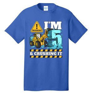 Kids Construction 5th Birthday Boy 5 Bulldozer Digger Truck Cool Gift Tall T-Shirt