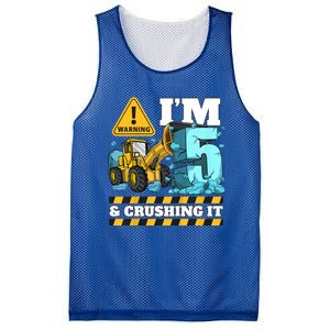 Kids Construction 5th Birthday Boy 5 Bulldozer Digger Truck Cool Gift Mesh Reversible Basketball Jersey Tank