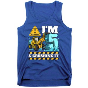 Kids Construction 5th Birthday Boy 5 Bulldozer Digger Truck Cool Gift Tank Top