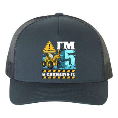 Kids Construction 5th Birthday Boy 5 Bulldozer Digger Truck Cool Gift Yupoong Adult 5-Panel Trucker Hat