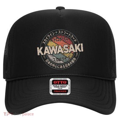 Kawasaki City 90s Retro Japan Aesthetics 80s Kawasaki High Crown Mesh Back Trucker Hat