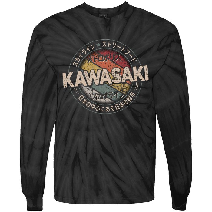 Kawasaki City 90s Retro Japan Aesthetics 80s Kawasaki Tie-Dye Long Sleeve Shirt