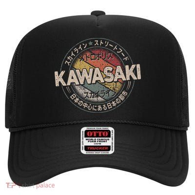Kawasaki City 90s Retro Japan Aesthetics 80s Kawasaki High Crown Mesh Back Trucker Hat