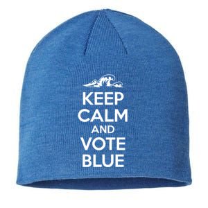 Keep Calm And Vote Blue Blue Wave Democratic Patriot Voter Cute Gift Sustainable Beanie