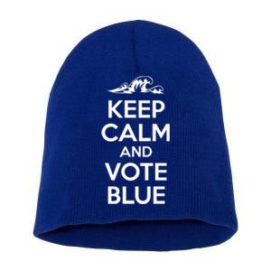 Keep Calm And Vote Blue Blue Wave Democratic Patriot Voter Cute Gift Short Acrylic Beanie