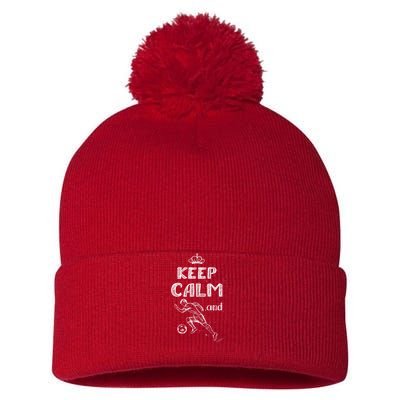 Keep Calm And Play Soccer Pom Pom 12in Knit Beanie