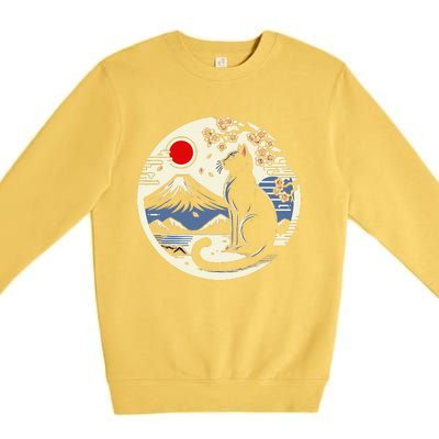 Kawaii Cat Anime Japanese Retro Funny Cat Gift Premium Crewneck Sweatshirt