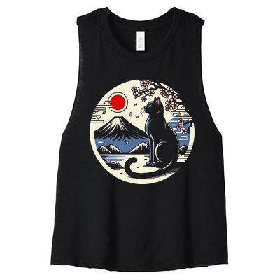 Kawaii Cat Anime Japanese Retro Funny Cat Gift Women's Racerback Cropped Tank