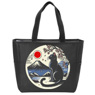 Kawaii Cat Anime Japanese Retro Funny Cat Gift Zip Tote Bag