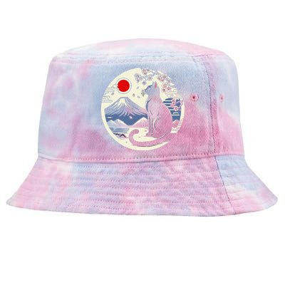 Kawaii Cat Anime Japanese Retro Funny Cat Gift Tie-Dyed Bucket Hat