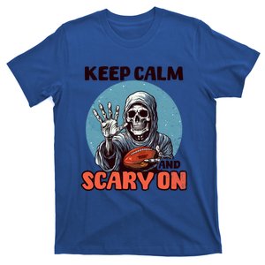 Keep Calm And Scary On Design Football Halloween Cool Gift T-Shirt