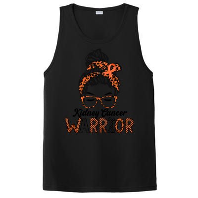 Kidney Cancer Awareness Warrior Messy Bun Hair Glasses Gift PosiCharge Competitor Tank