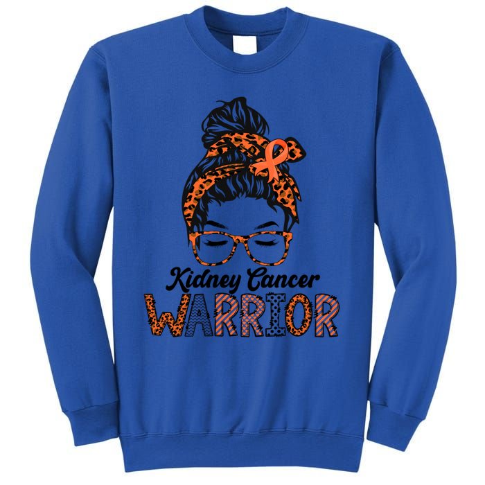 Kidney Cancer Awareness Warrior Messy Bun Hair Glasses Gift Sweatshirt