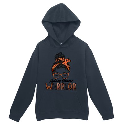 Kidney Cancer Awareness Warrior Messy Bun Hair Glasses Gift Urban Pullover Hoodie