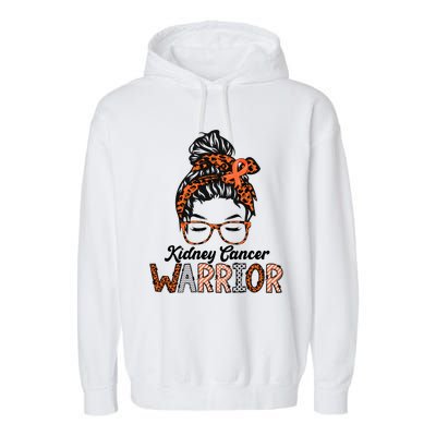 Kidney Cancer Awareness Warrior Messy Bun Hair Glasses Gift Garment-Dyed Fleece Hoodie