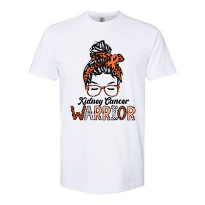 Kidney Cancer Awareness Warrior Messy Bun Hair Glasses Gift Softstyle CVC T-Shirt