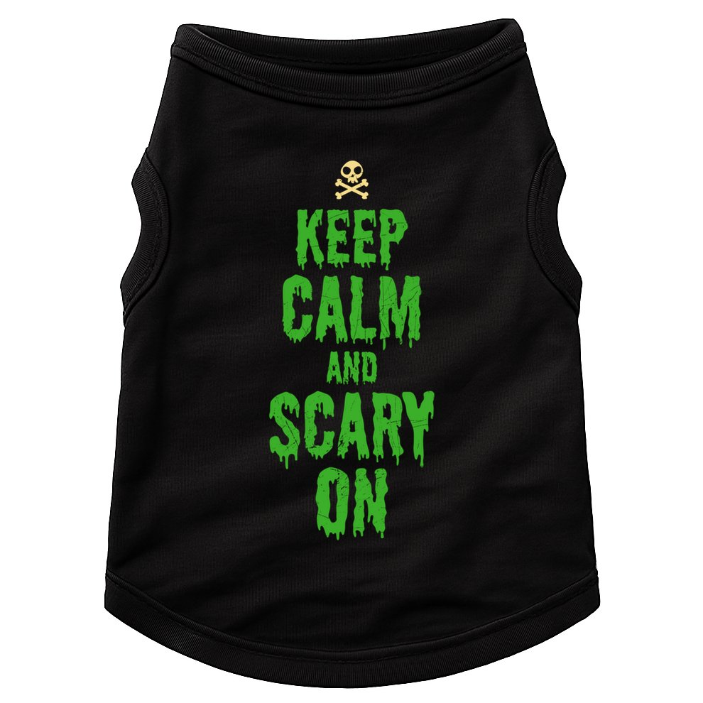Keep Calm And Scary On Funny Halloween Holiday Design Gift Doggie Tank
