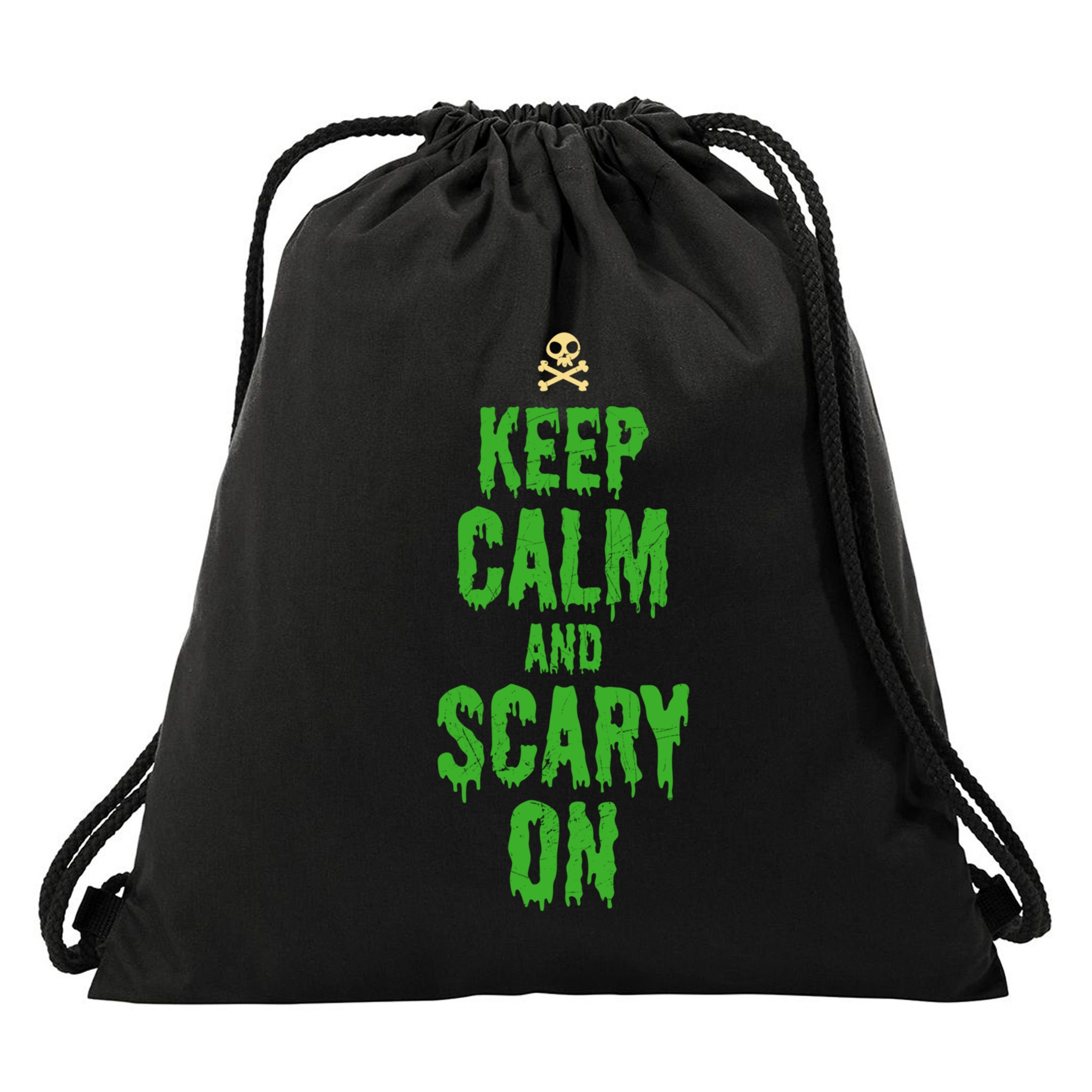 Keep Calm And Scary On Funny Halloween Holiday Design Gift Drawstring Bag