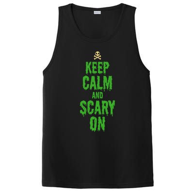 Keep Calm And Scary On Funny Halloween Holiday Design Gift PosiCharge Competitor Tank