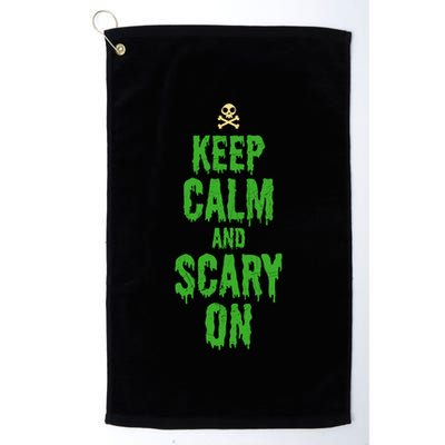Keep Calm And Scary On Funny Halloween Holiday Design Gift Golf Towel