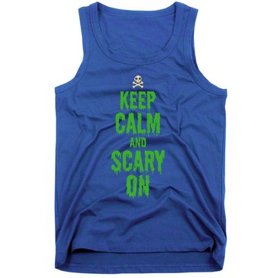 Keep Calm And Scary On Funny Halloween Holiday Design Gift Tank Top