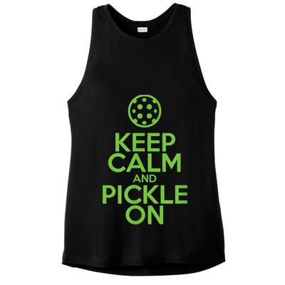 Keep Calm And Pickle On Pickleball TShirt With Pickle Ball Ladies PosiCharge Tri-Blend Wicking Tank